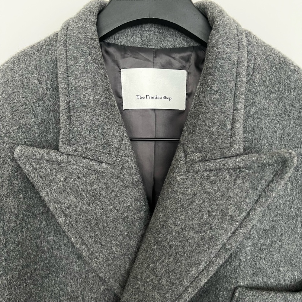 THE FRANKIE SHOP Anya Charcoal Oversized Wool Coat - Picture 10 of 16